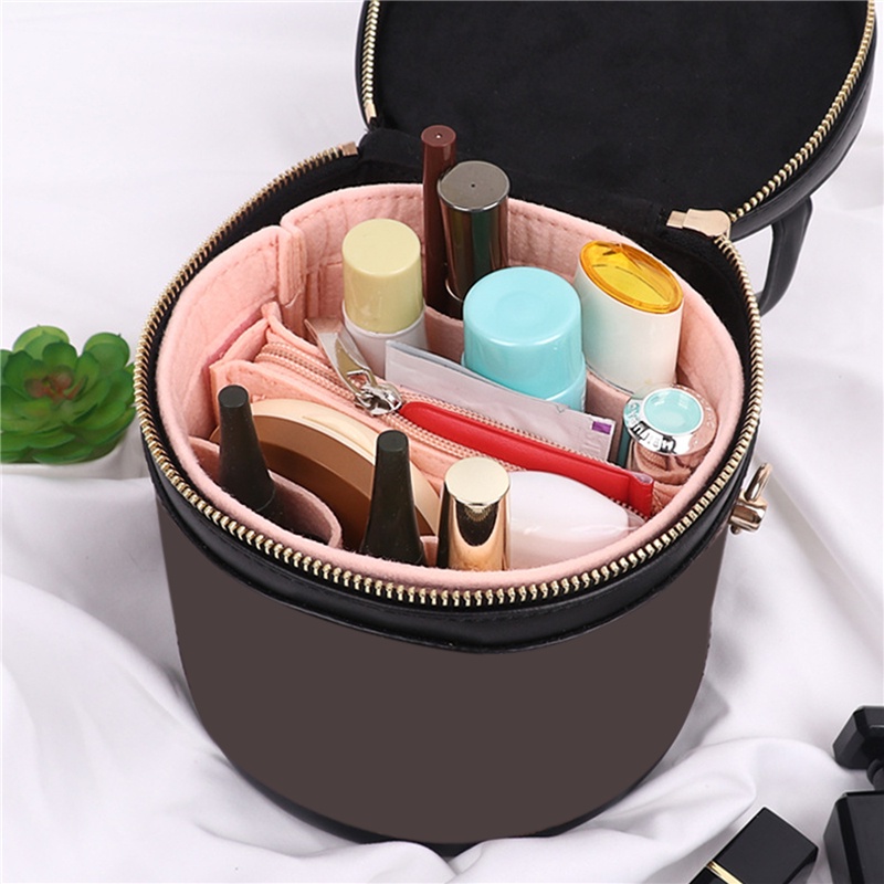 (labx)Simple Women Bucket Bag Felt Compartment Liner Bag Makeup Brush