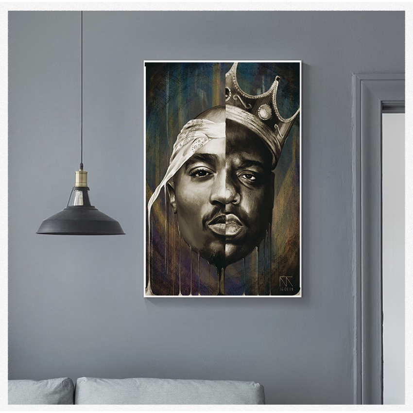 2Pac Posters Rapper Wall Art Canvas Pictures Portrait Of Big And Tupac