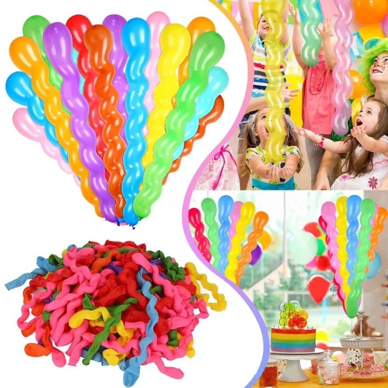 100Pcs/Set Long Spiral Latex Balloons Random Color Inflatable Twist ...