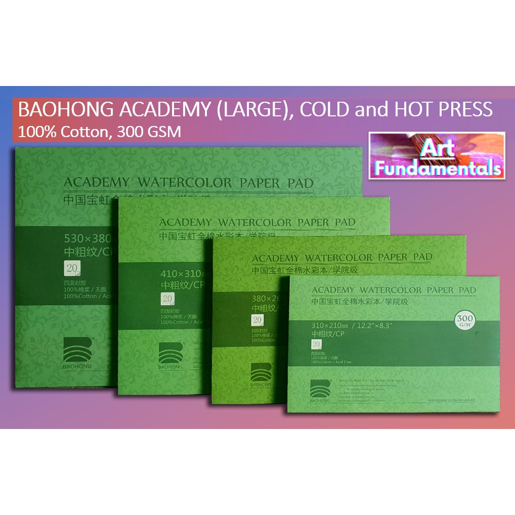 BAOHONG Academy Watercolor Paper, Large Blocks, Cold / Hot Press, 100% ...