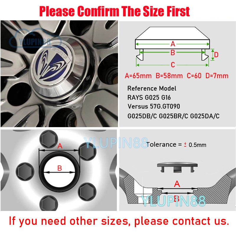4pcs 65mm/58mm RAYS VOLK RACING Car Styling Sport Rim Center Caps Wheel ...
