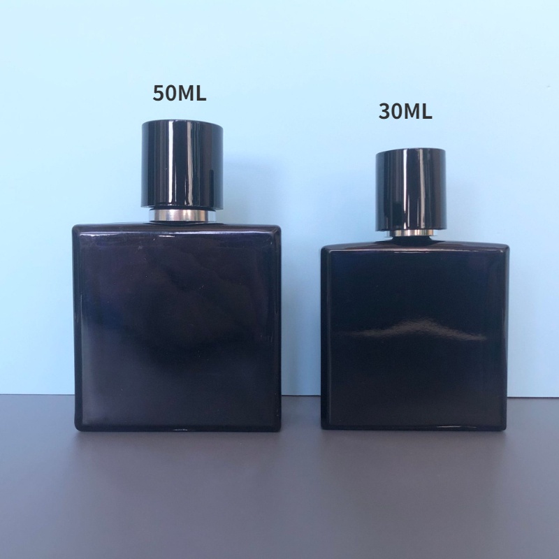 Perfume Bottle Glass 30ml 50ml Spray Bottle Travel black blue Flat