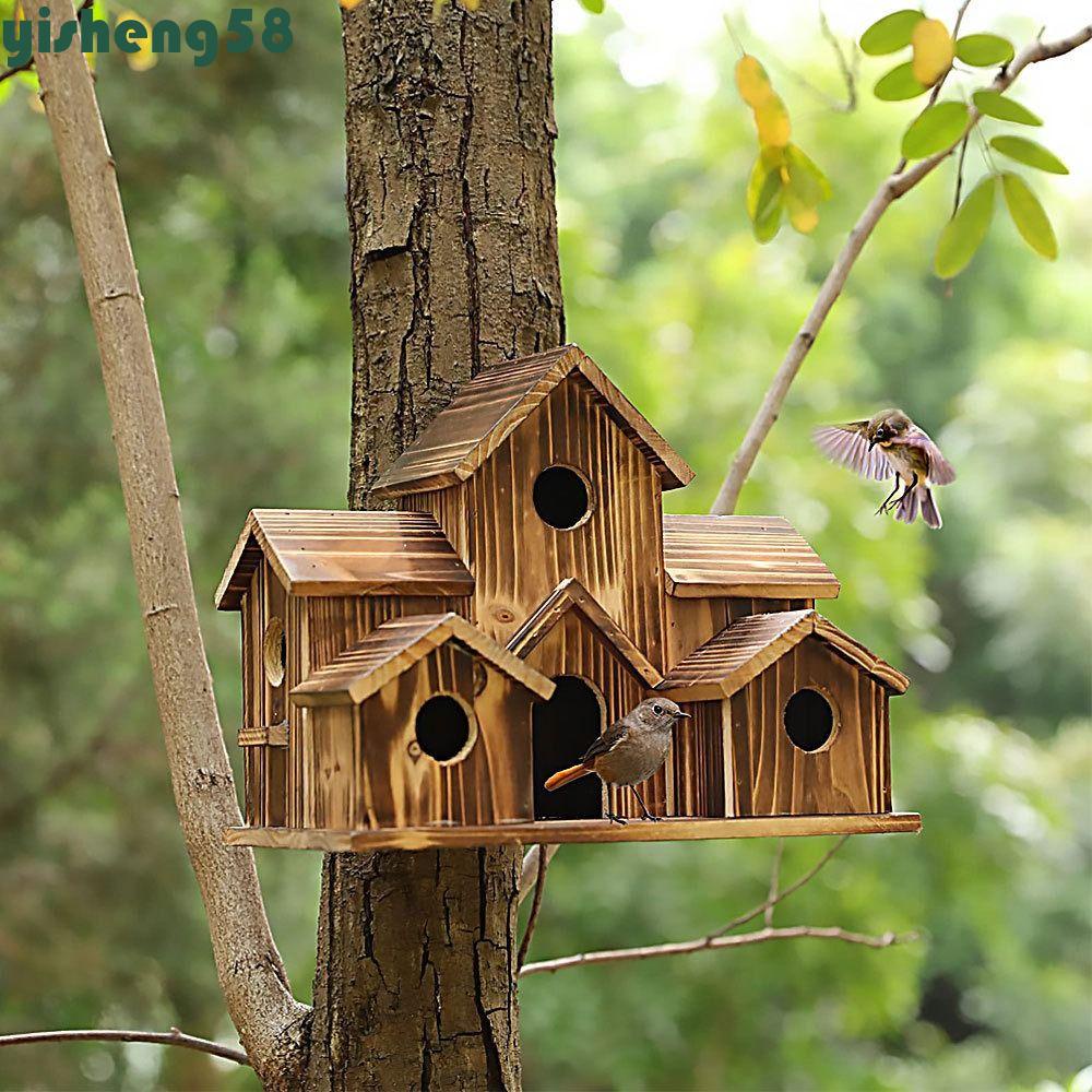 Curated visual reference: Yisheng Hanging Tree Birdhouses Handmade Natural Wooden Bird House Photo Inspiration