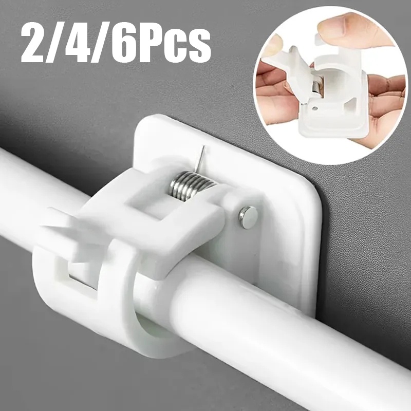 2/4/6Pcs Multipurpose Self-Adhesive Curtain Rod Hooks/Shelf Rod Fixing ...