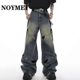 Y2K Mens Blue Cargo Jeans For Men With Side Pockets And Patchwork