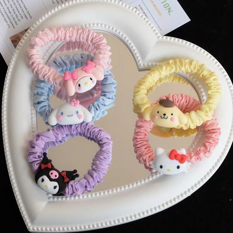 Sanrio Hair Ties Cartoon Bracelet Kuromi Melody Pompompurin Cinnamoroll ...