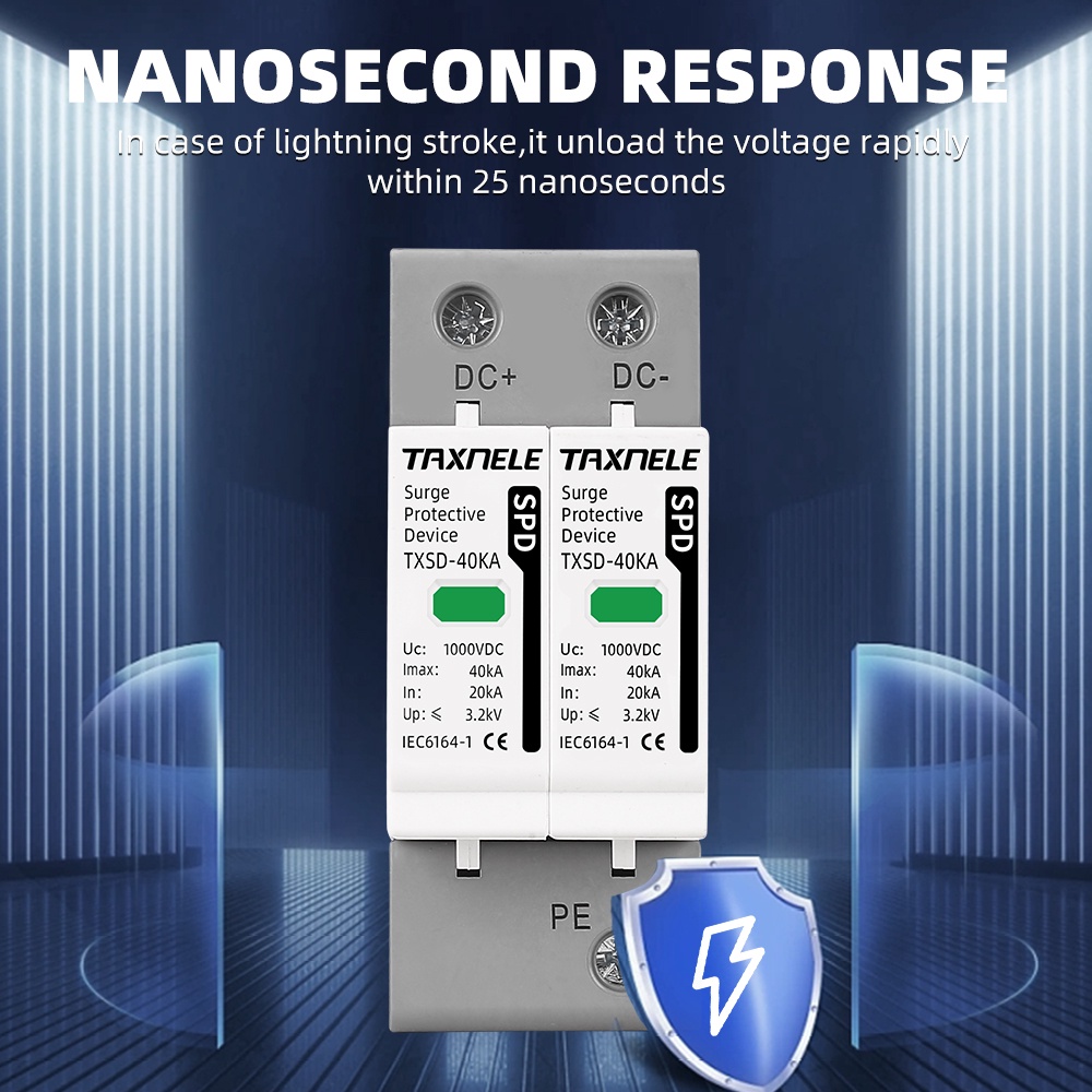 Dc Spd Surge Protective Device 2p 20ka 40ka 60ka Voltage Protector