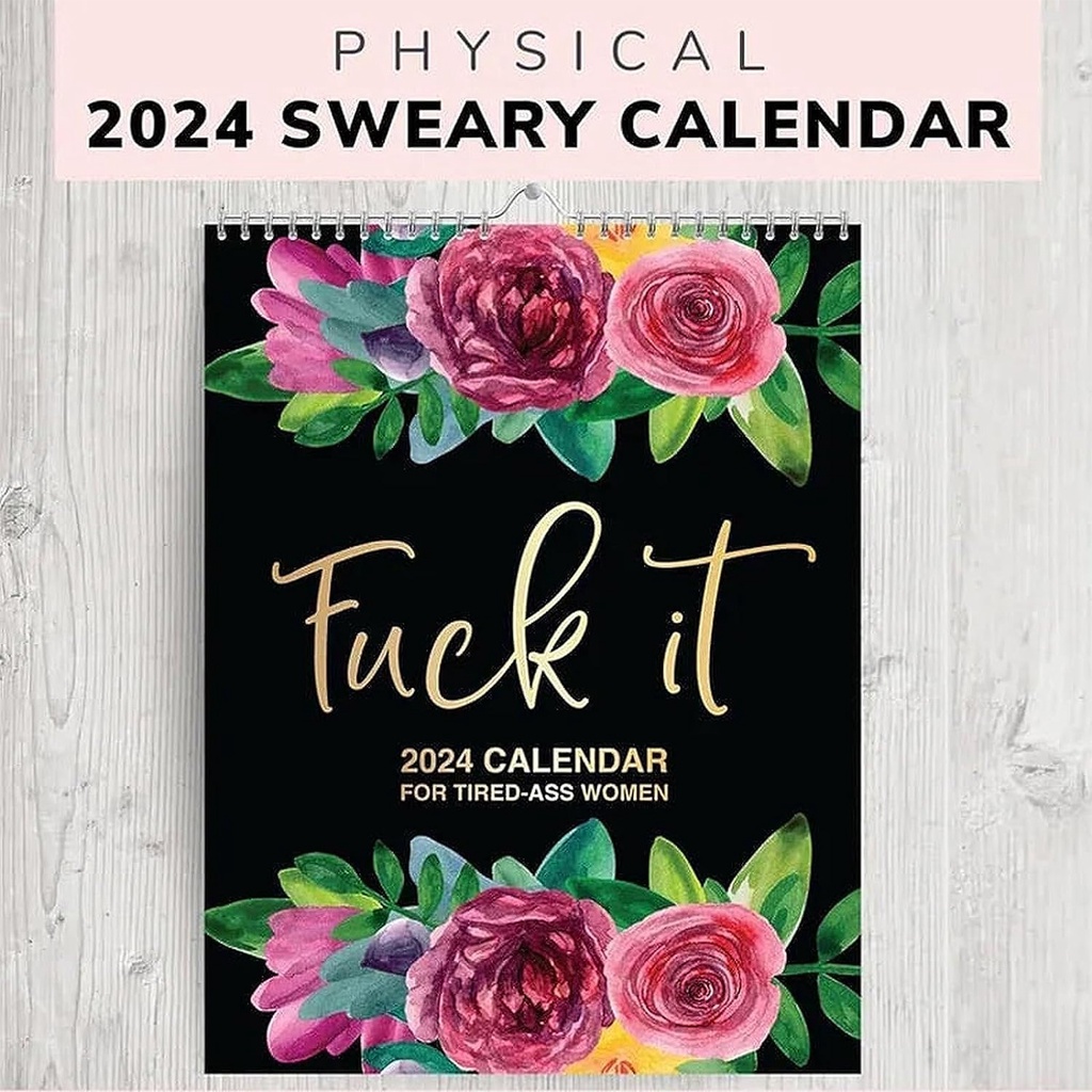 [EPAY] 2024 Wall Sweary Calendar With Hook Funny Monthly Swear Words