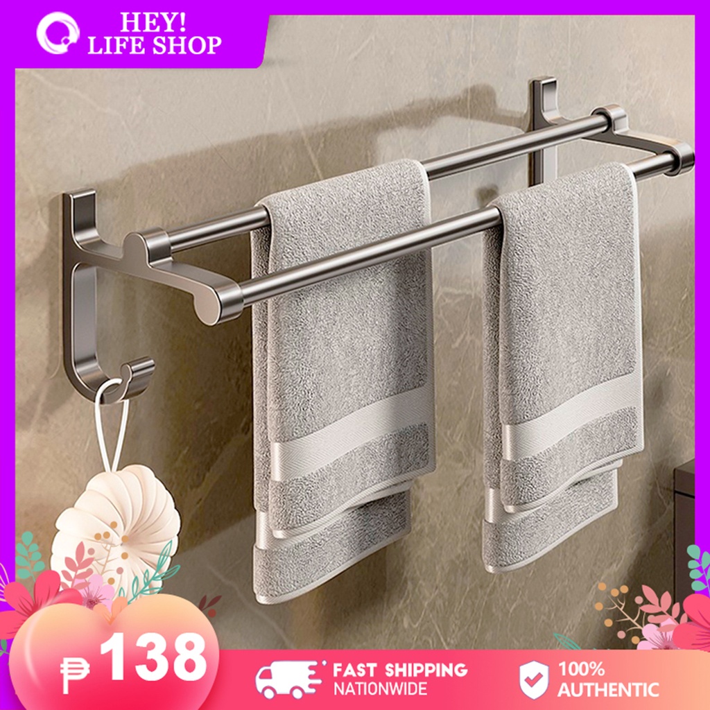 Self Adhesive Rustproof Aluminum Alloy Bathroom Dual Towel Racks with ...