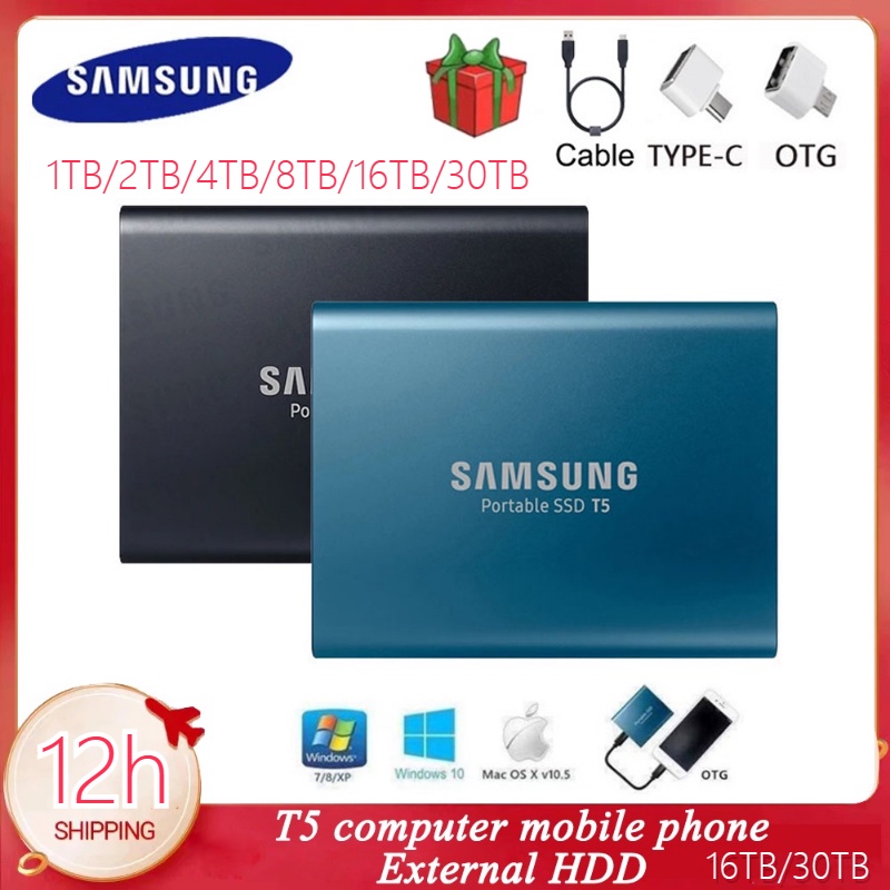 Samsung External SSD T5 30TB Solid State Drive 16TB/8TB HD Hard Drive  4TB/2TB Portable 1TB Suitable for Desktop Computers