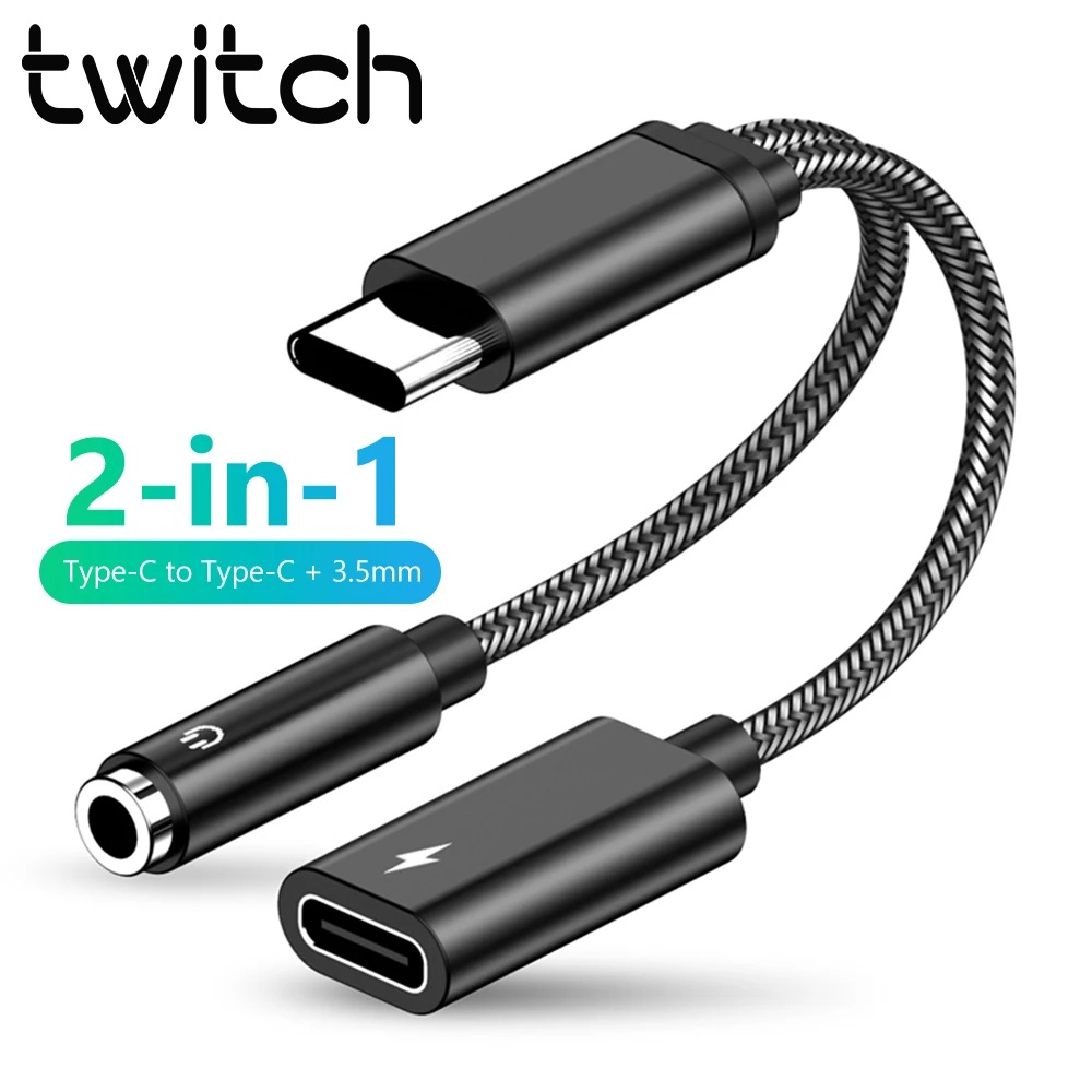 Twitch AUX 2-in-1 Type-C to 3.5mm Audio Conversion Cable PD Fast ...