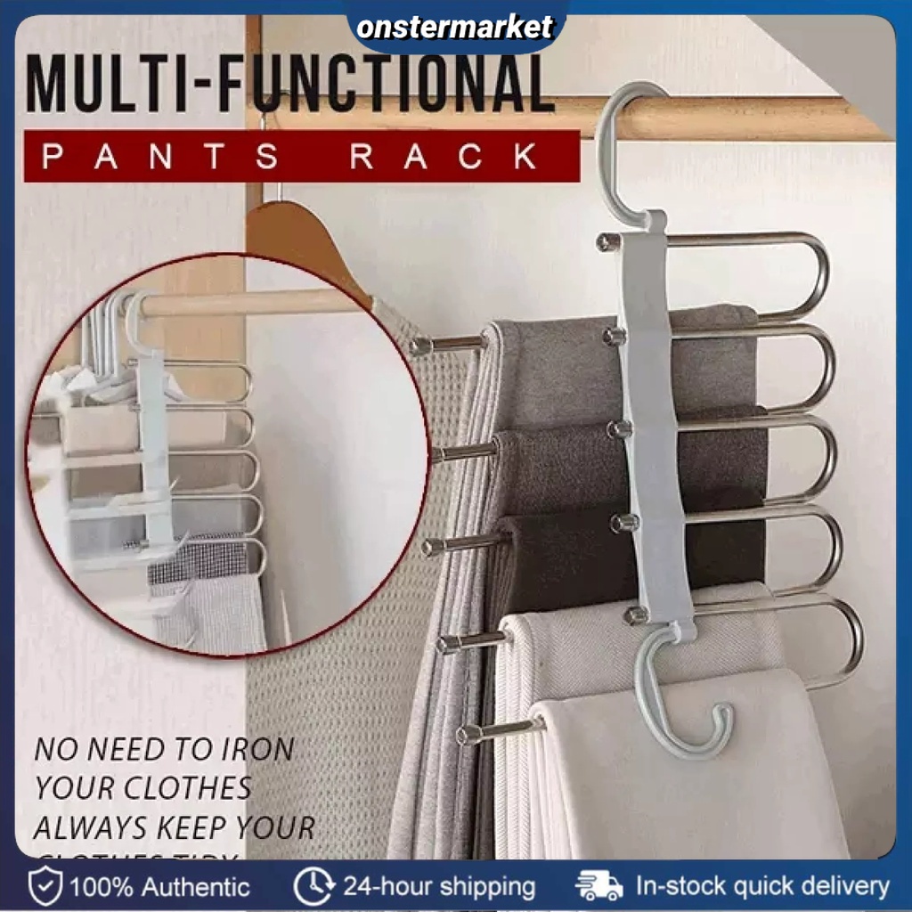 Multifunctional Folding Pants Rack Wardrobe Telescopic Storage Rack ...