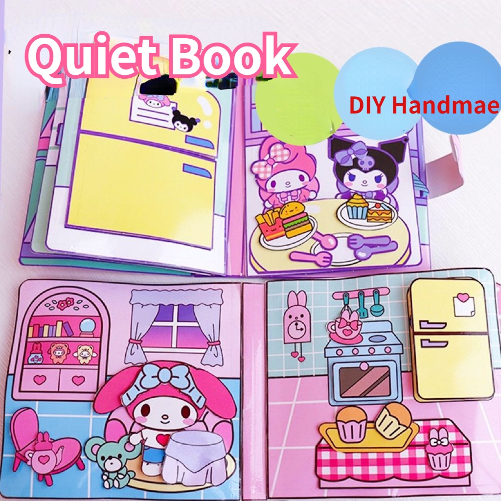 Cute Pompompurin Quiet Book Sanrio Anime Dollhouse Paper Kuromi My