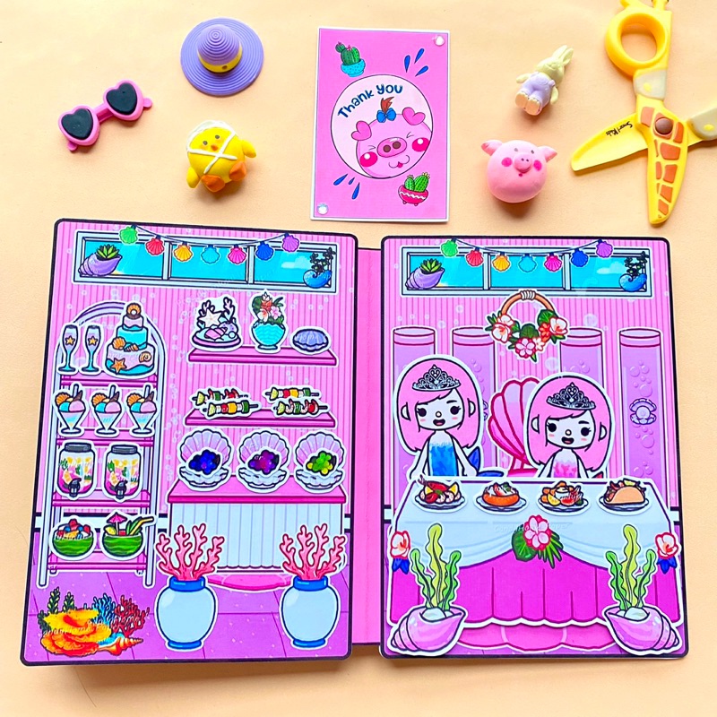 Toca Life World Quiet Book Toca Boca Pink Mermaid House paper doll ...