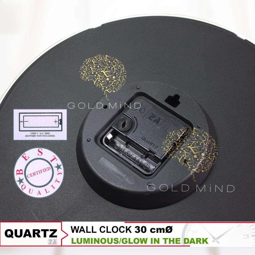 Quartz Luminous / Glow In The Dark Wall Clock 30cm (11.8 In) | Shopee ...