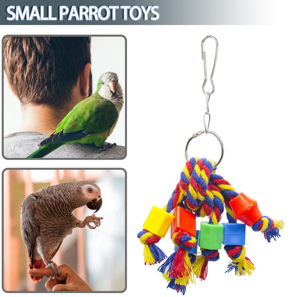 Bird Parrot Toys Chew Hanging Rope Small Ladder Stand Budgie Cockatiel
