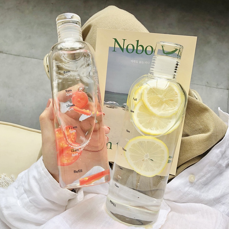 500ml Glass Bottle Juice Bottle Thermos Timescale Drinking Water Goal