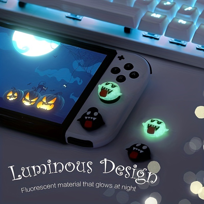 4pcs Cute Luigi's Mansion 3 King Boo Luminous Ghost Silicone Soft