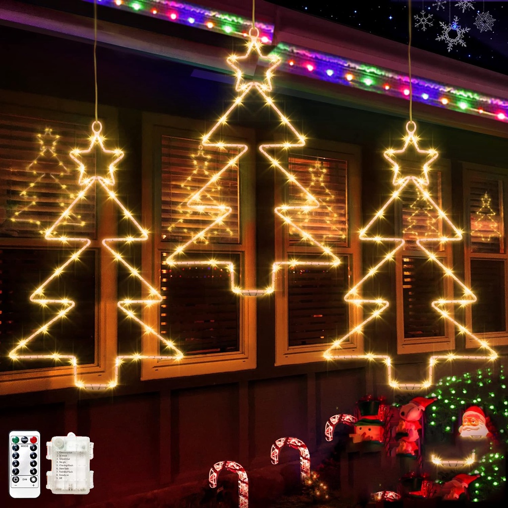 Christmas Tree Lights Battery Power Landscape Path Warm White Ambiance