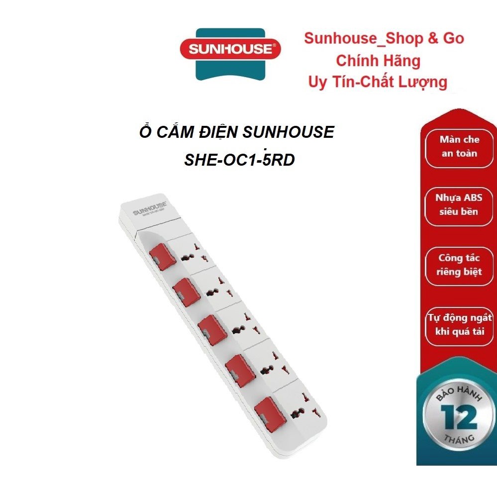 Sunhouse MultiFunction Power Socket Model SHEOC15RD 5Hole Power