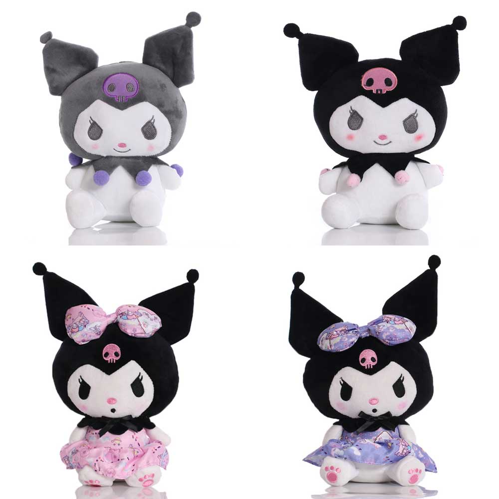 Kuromi Plush Toys Kawaii Stuffed Kuromi Princess Bow Plush Doll Soft Anime Cartoon Doll Home