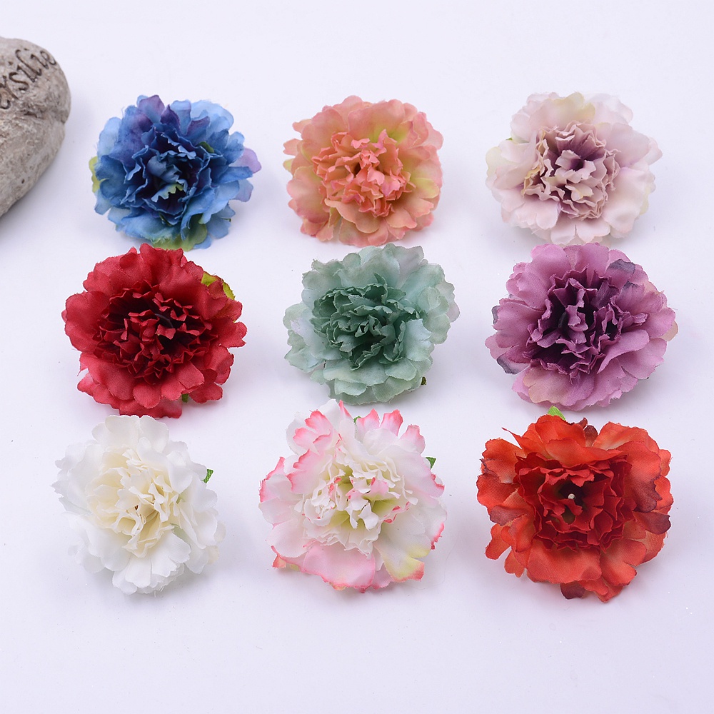 Artificial flower 5cm Silk Carnation Flower Head Wedding home decor DIY