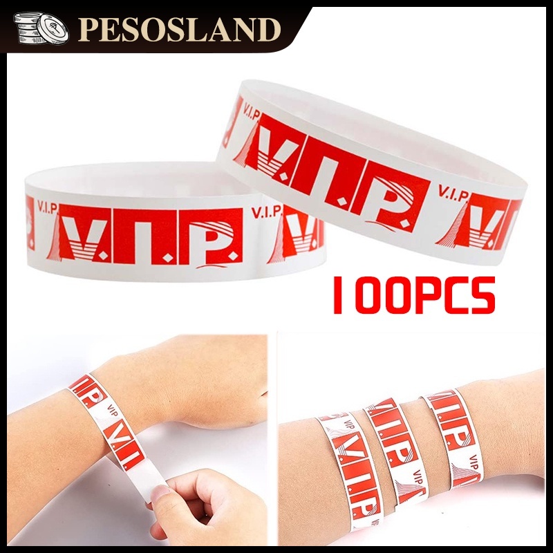 100Pcs Disposable VIP Wristbands Neon Colored Wristbands Waterproof VIP ...
