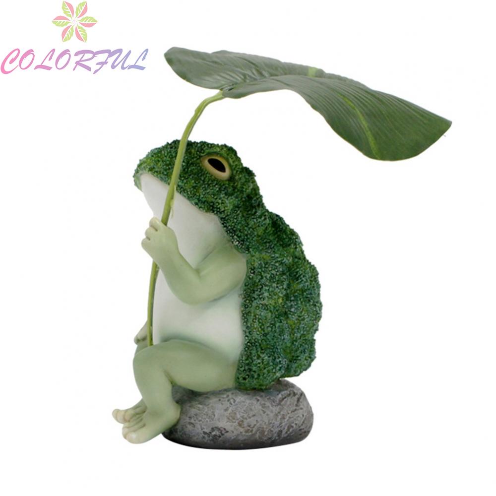 Quirky Broccoli Frogs Holding Leaf Umbrella Sculpture for Home and ...