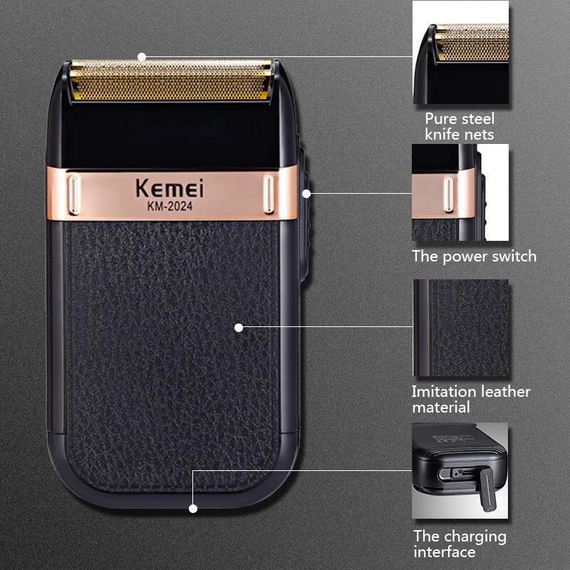Kemei Men's Razor Wet and Dry Beard Trimmer Double Blade Electric Hair ...