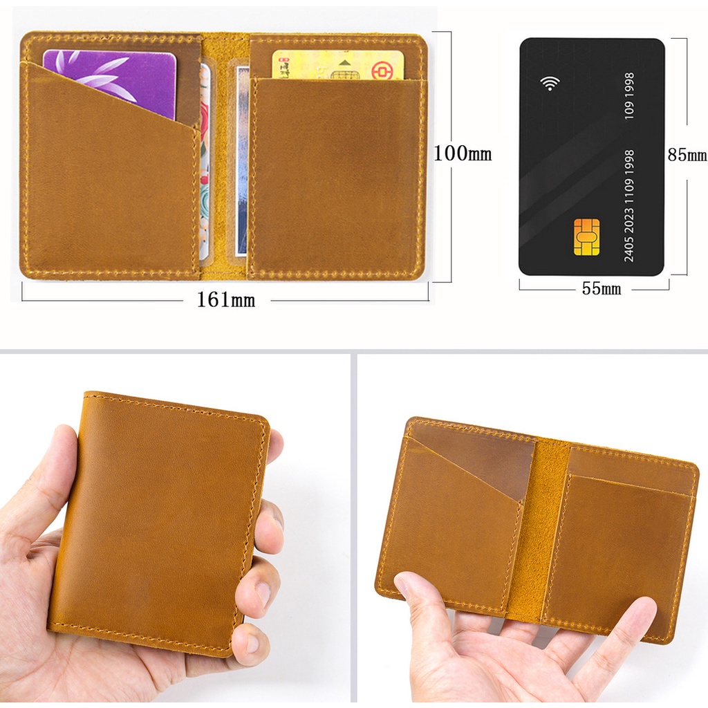 GENODERN Crazy Horse Leather Card Clamp First Layer Cowhide Multi ...