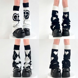 Women Cute Knitted Leg Warmers Girls 80s Harajuku Punk Knee High Leg Socks  Preppy Ribbed Knit Stockings Gothic Clothes 