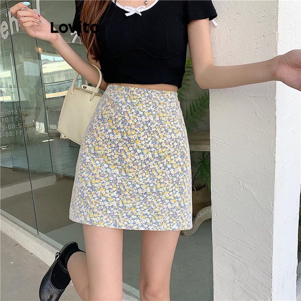 Lovito Women Casual Ditsy Floral Lace Skirts LNA44230 | Shopee Philippines