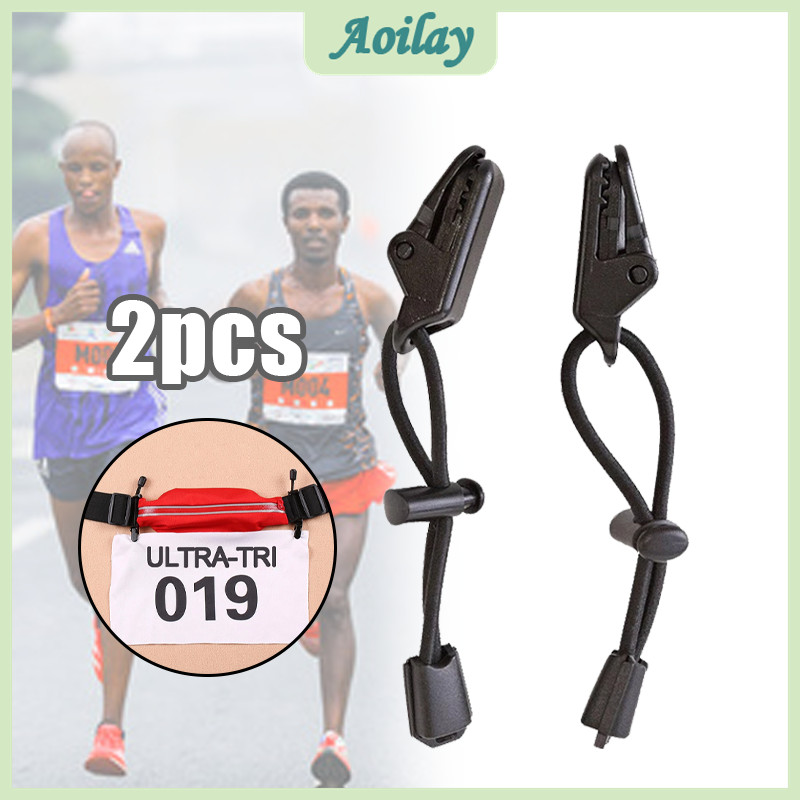 2Pcs Marathon Race Belt Clip Elastic Triathlon Running Race Number Bib ...