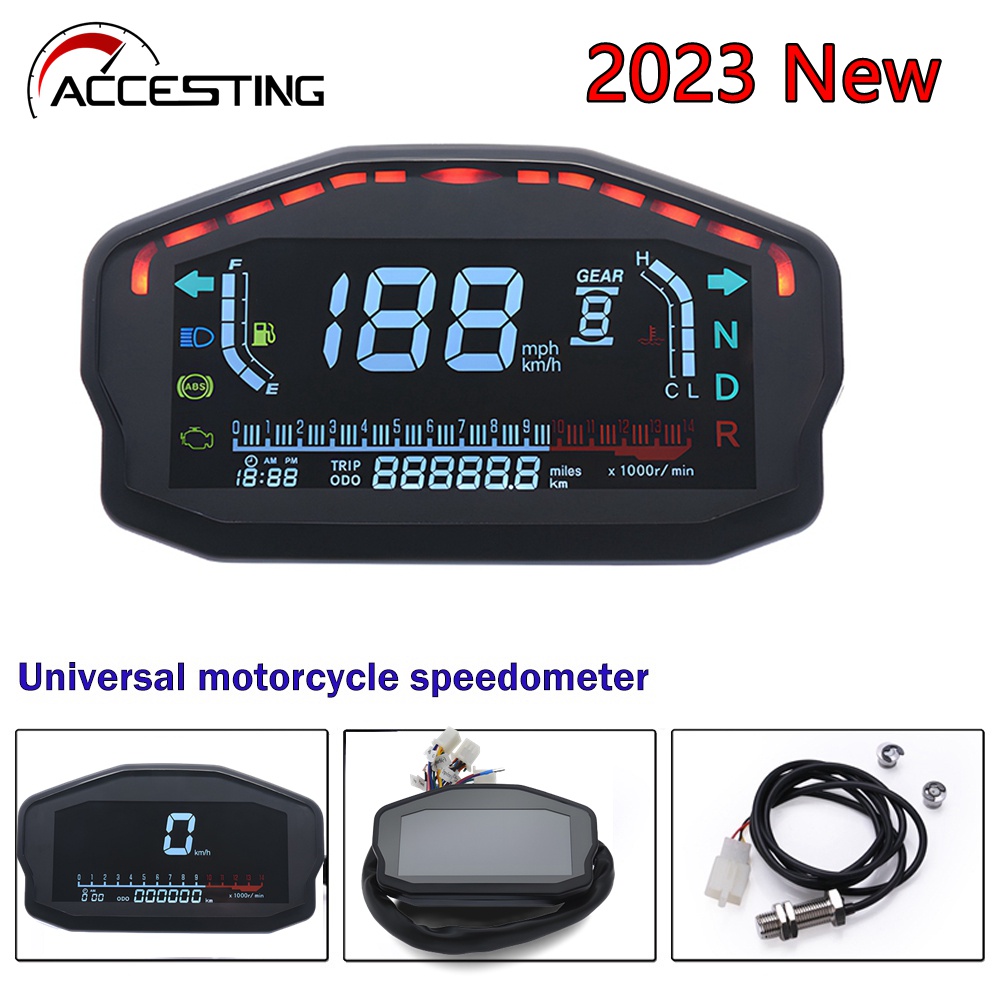 2023 New Universal LED LCD Motorcycle Speedometer Digital Backlight ...