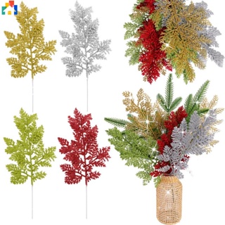 10pcs Christmas Decor 3-pronged Realistic Pine Branch For Diy Tree  Decoration, Props And Home Garden Ornament