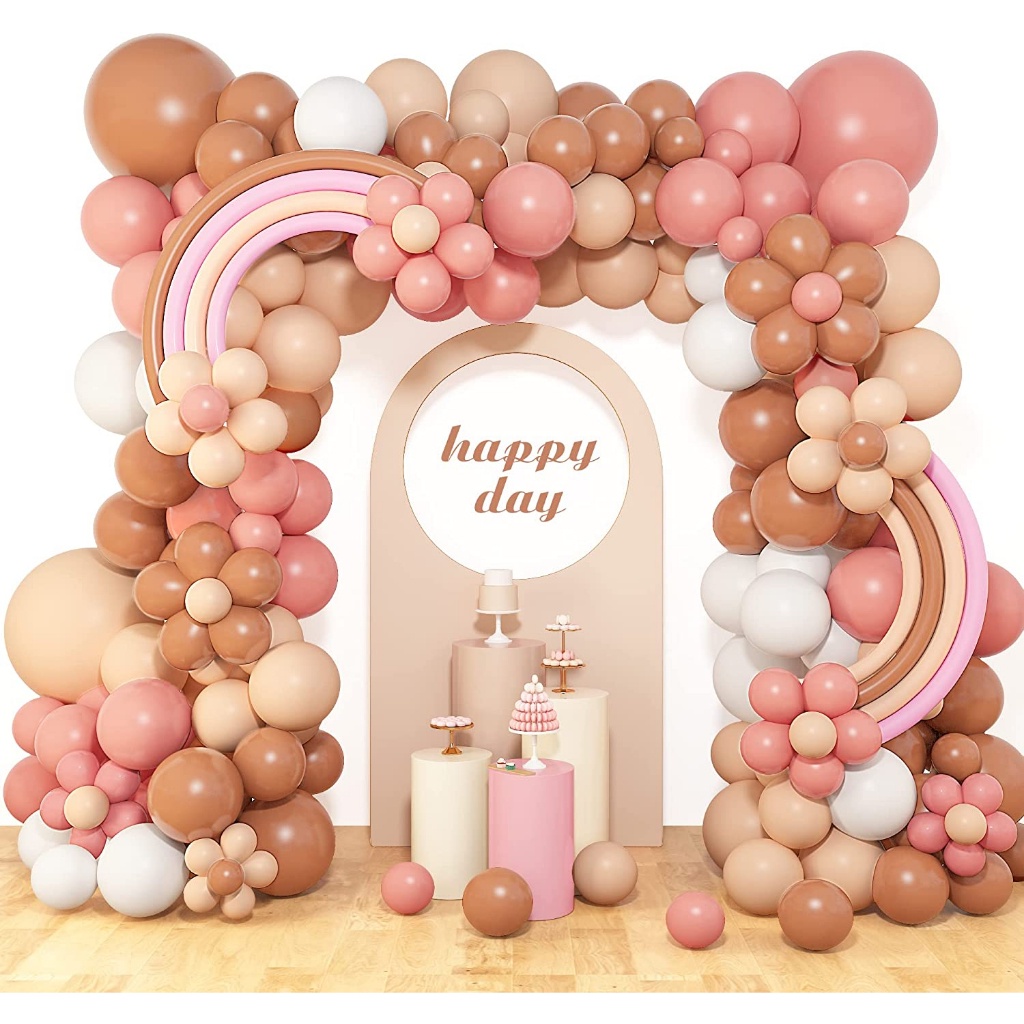 Boho Balloon Garland Arch Kit, Blush Nude Dusty Pink Brown White Sand Long  Twisting Balloons for Girl Women Birthday Party Baby Bridal Shower Wedding  Decoration Supplies