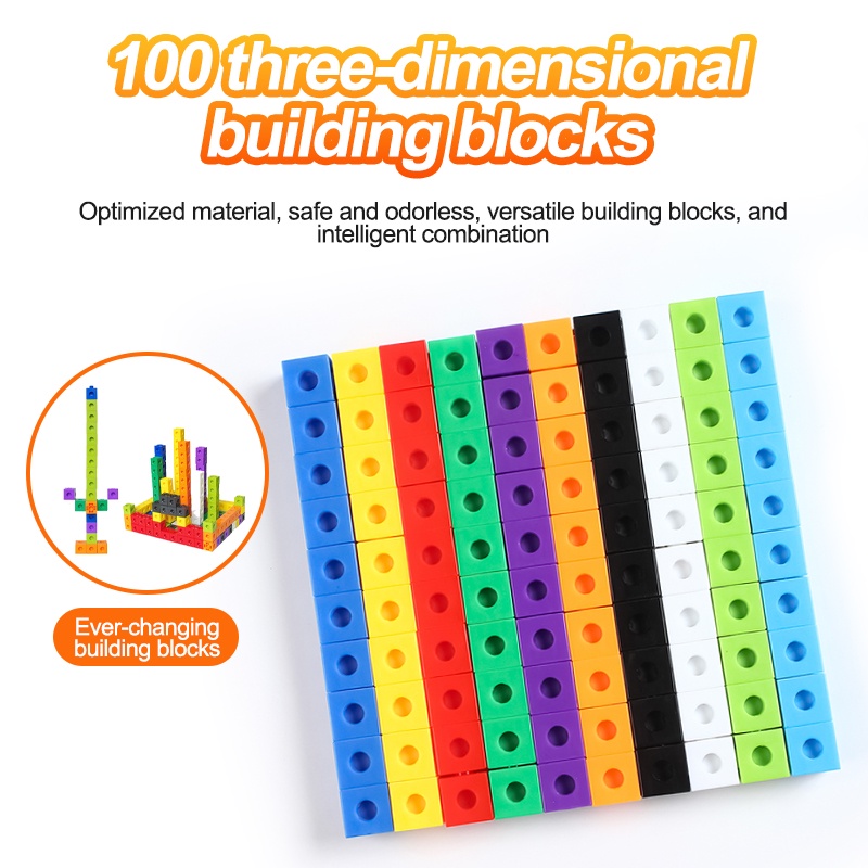 Numberblocks 100pcs 2cm Linking Cubes Blocks Color Manipulatives Unifix Cube Snap Cube Link Cube
