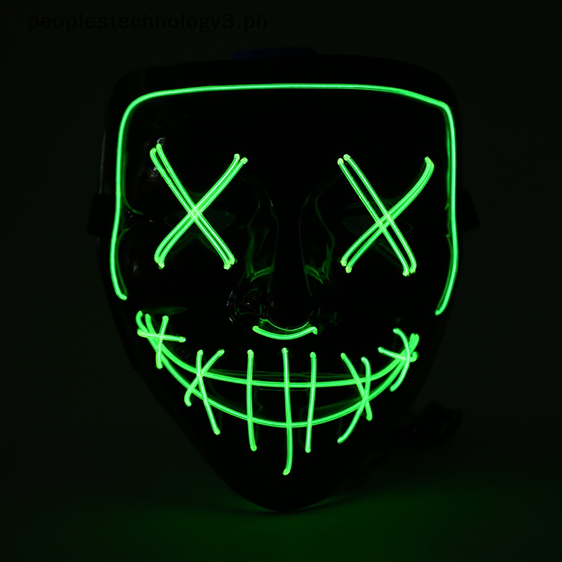 Halloween Led Glow Mask El Wire Light Up The Purge Movie Costume Light Party Shopee 