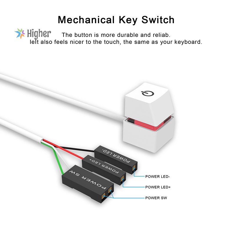 Higher＞ 2M Colorful Lights Desktop Computer Power Switch PC Motherboard ...