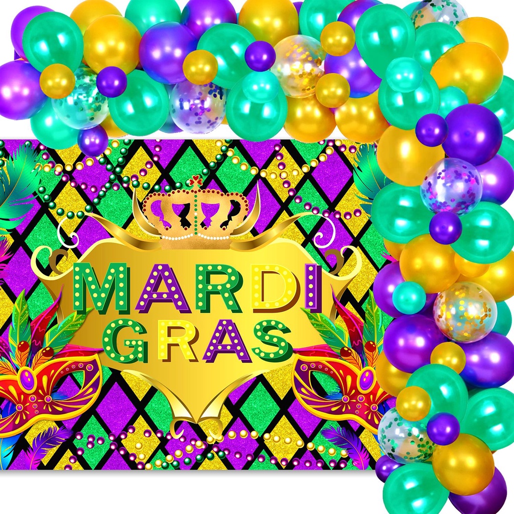 JOLLYBOOM Mardi Gras Balloon Arch Kit Mardi Gras Theme Photography