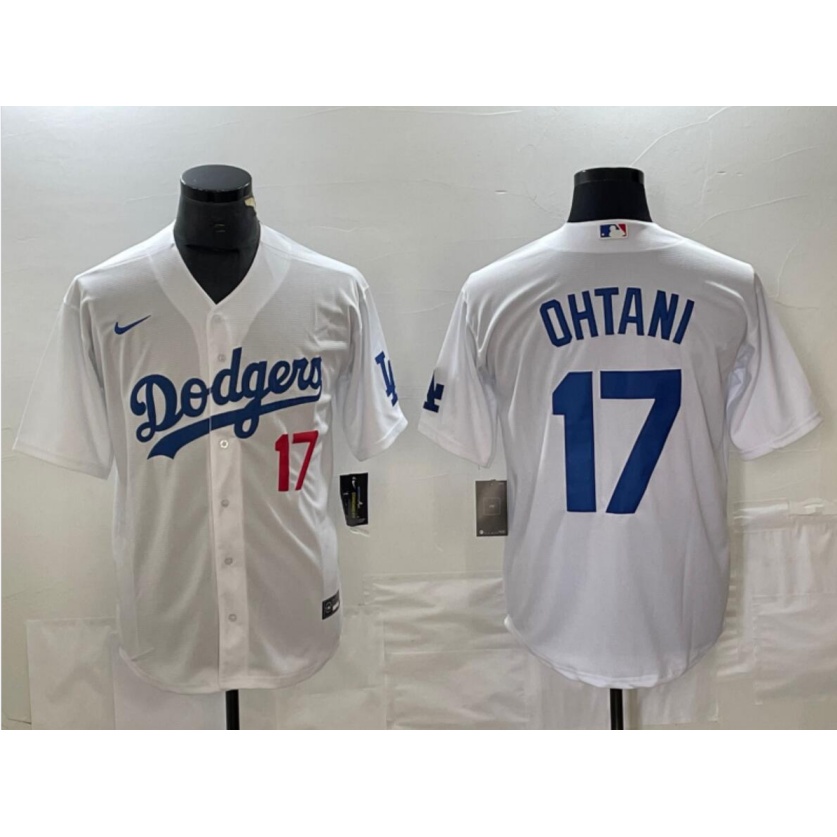 2024 Men's Los Angeles Dodgers 17 Shohei Ohtani White Blue Grey