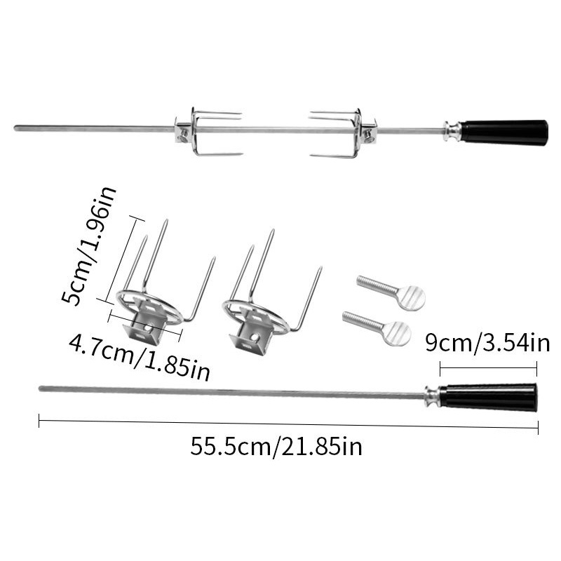 Ossyai Stainless Steel BBQ Grill Rotisserie Kit Outdoor Spit Roaster