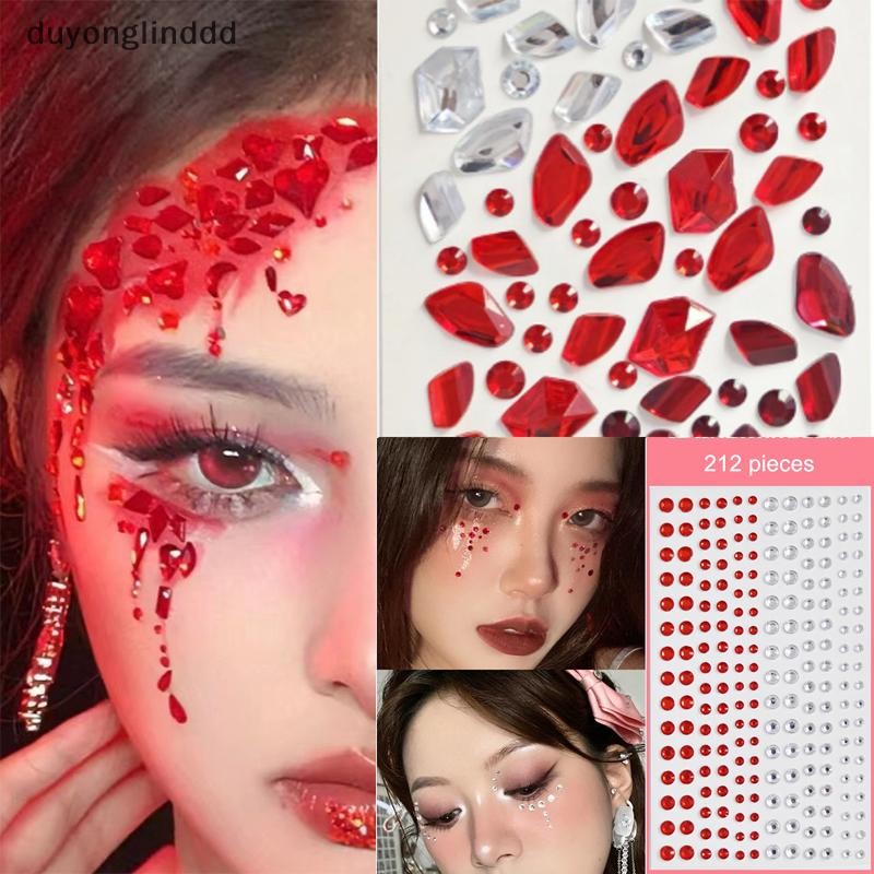 （duyonglinddd） Red Alien Diamond Gem Stickers Makeup Music Festival DIY ...