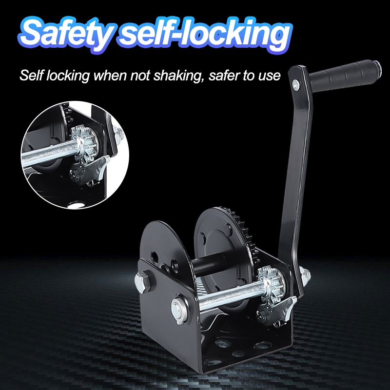600LBS Manual Winch Heavy Duty Hand Crank Winch Automatic Brake Ratchet