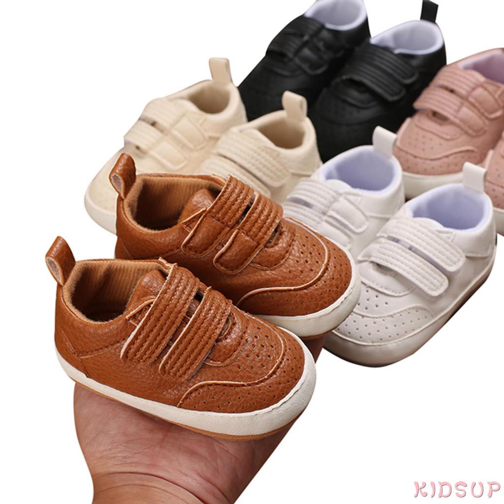 KIDSUP1Toddler PU Sneakers Casual Solid Color Cute Baby Flats