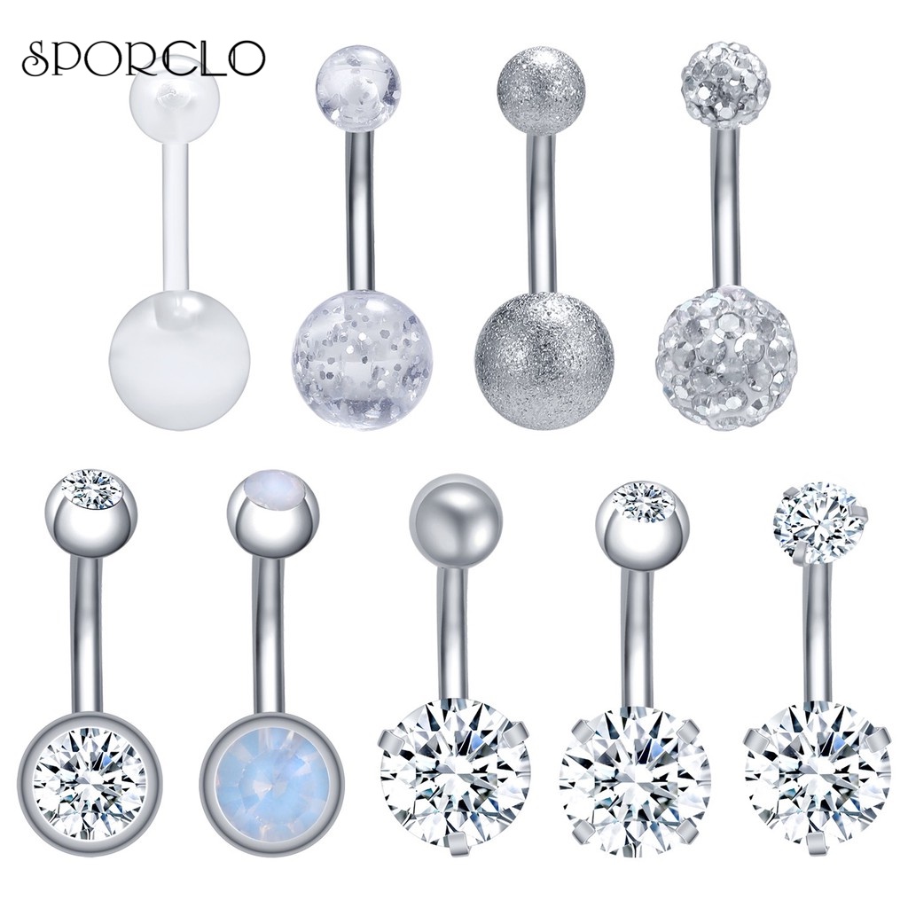 SPORCLO 5-14Pcs/lot Colorful 316L Stainless Steel Belly Ring Set ...