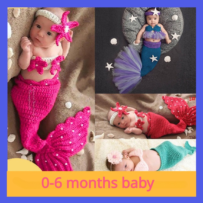 Costume De Sirène Crocheté Pour Nouveau-né - Photos Et Séances Photo Bébé - Fait Main, Taille Newborn