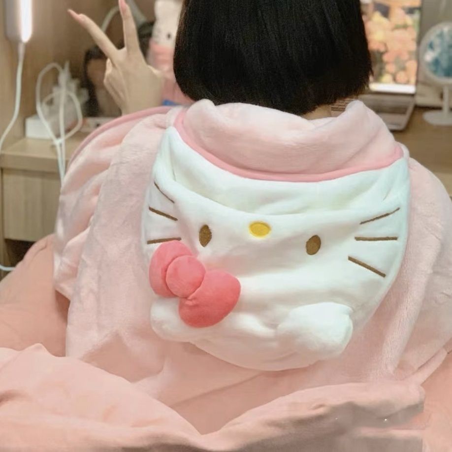 Cute Pink Hello Kitty Cloak Warm Cloak Air Conditioning Blanket