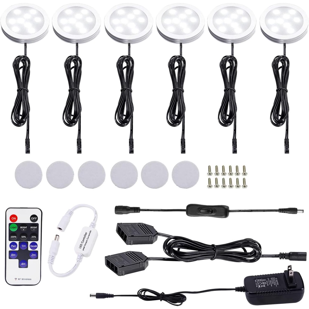AIBOO 12V LED Cabinet lamp kit 6-piece black line aluminum spotlights ...