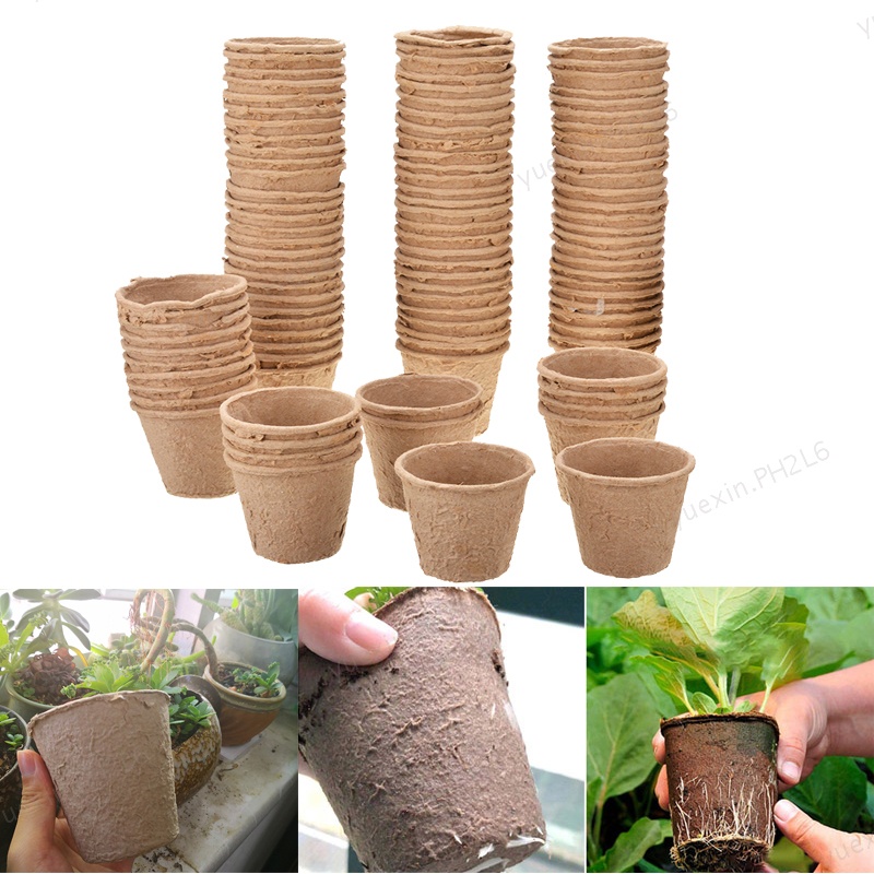 100pcs 8cm Paper Pot Plant Starting Flower Nursery Cup Kit Organic ...